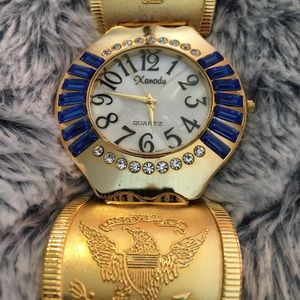 1970’s Gold Tone Xanadu Crystal Bezel Stainless Steel Watch